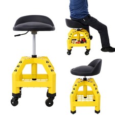 Pneumatic Roller Seat Creeper Adjustable Heavy Duty Rolling Mechanics Stool