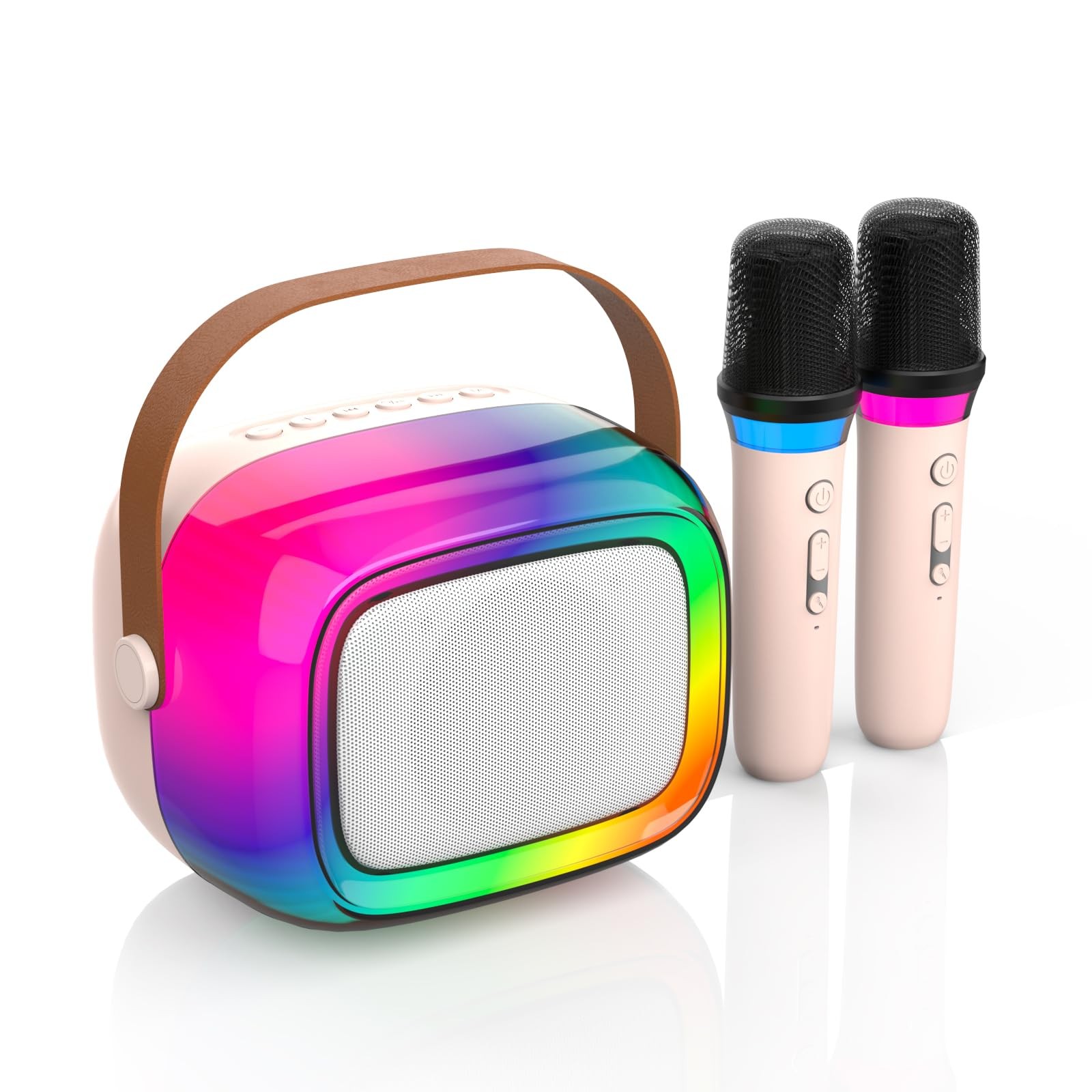 Mini haut-parleur Bluetooth karaoké avec 2 microphones sans fil autonomes pour duo