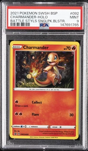 2021 POKEMON SWSH BLACK STAR PROMO #092 CHARMANDER-HOLO PSA 9