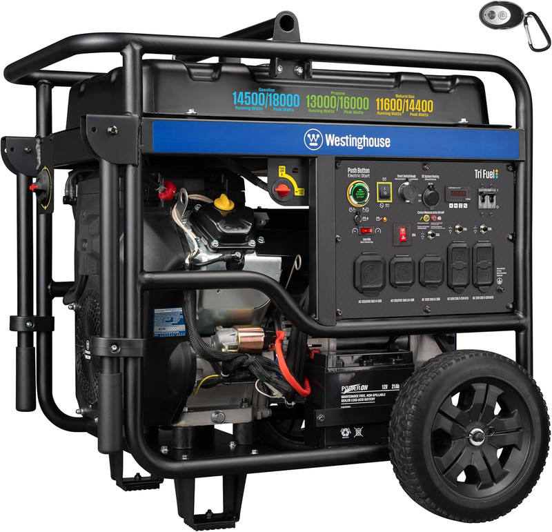 Westinghouse 18,000-W Portable Tri-Fuel Gas Generator, Remot