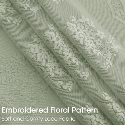  Cortinas de encaje 84 pulgadas de largo 2 paneles 52" W x 84" L (paquete de 2) verde salvia Foto 4 de 4