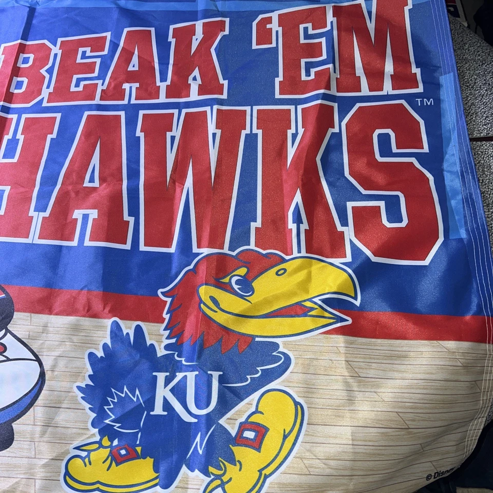 University of Kansas Jayhawks NCAA Mickey Mouse Flag Pole Flag wincraft 60x35 - Image 2 of 4