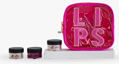 Urban Philosophy Lip Scrub, Balm, Gloss in a Pink Zip Closure Bag