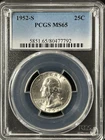 1952-S  25C Washington Quarter Dollar PCGS MS65   80477792