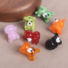 2pcs Bear Shape 20x15mm Handmade Lampwork Glass Loose Beads For Jewelry Making