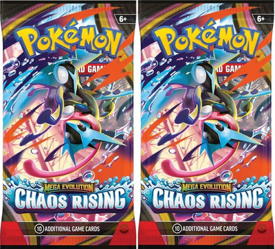 2x Pokemon Mega Evolution Chaos Rising Booster Pack LOT Factory Sealed LOT