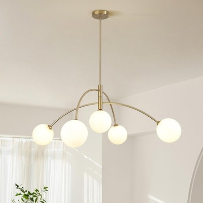Fulesi Contemporary Gold Ceiling Light 5-Light Glass Globe Lights Mid Century