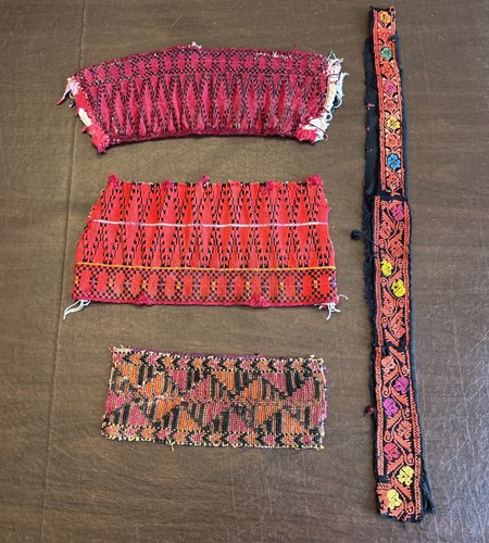 Old Palestinian Embroidery Collection Four Unique Samples Traditional Handwork
