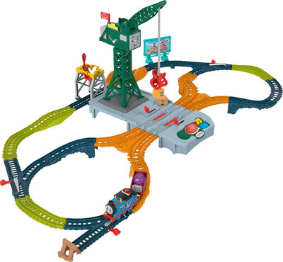 Thomas & Friends Motorized Toy Train Set, Talking Cranky Delivery with Track, So