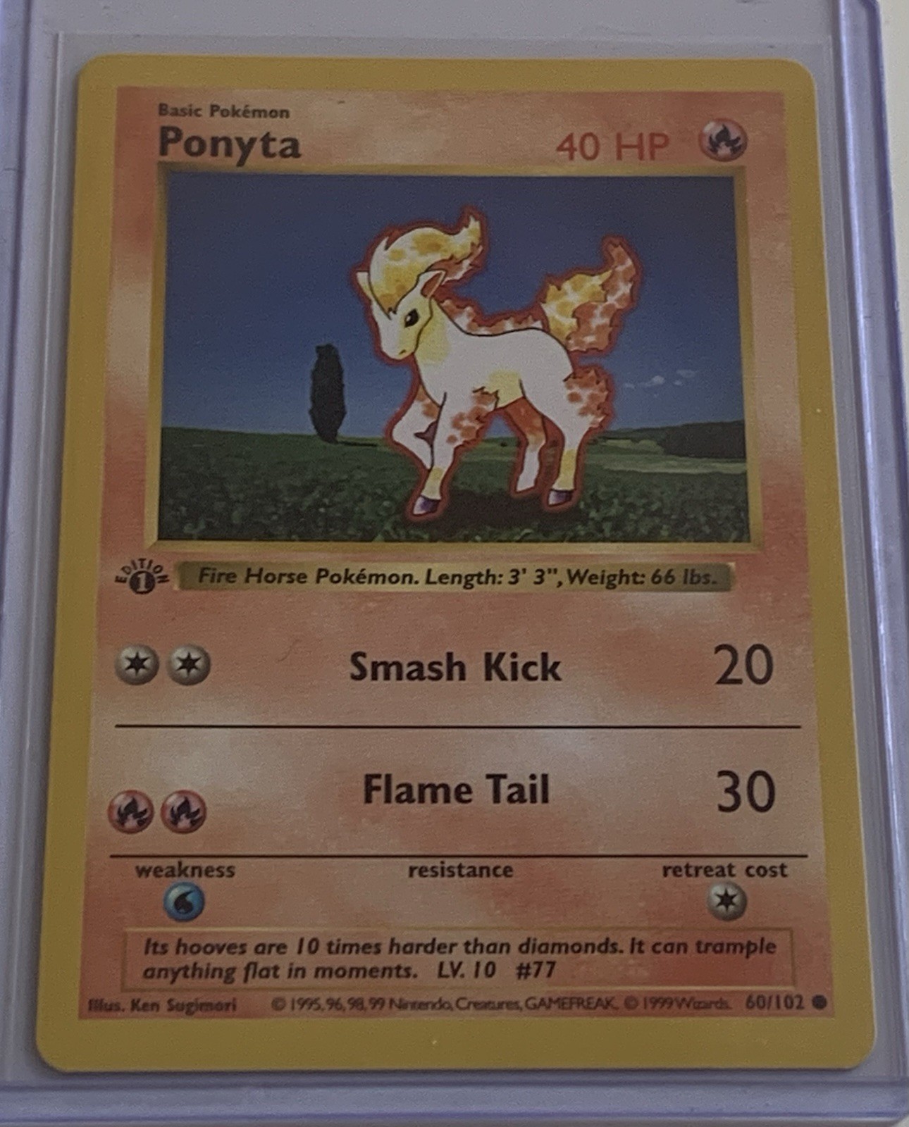 1999 Pokemon TCG Base 1st Edition Shadowless Ponyta #60/102 EX-NM
