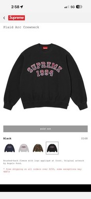 Supreme XXL Men's Sweatshirt Plaid Arc Crewneck SS26 | eBay