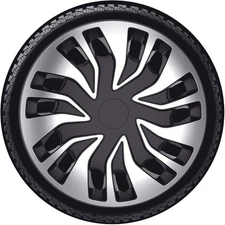CAMPERVAN 15" SILVER & BLACK DEEP DISH WHEEL TRIMS CAPS FAS