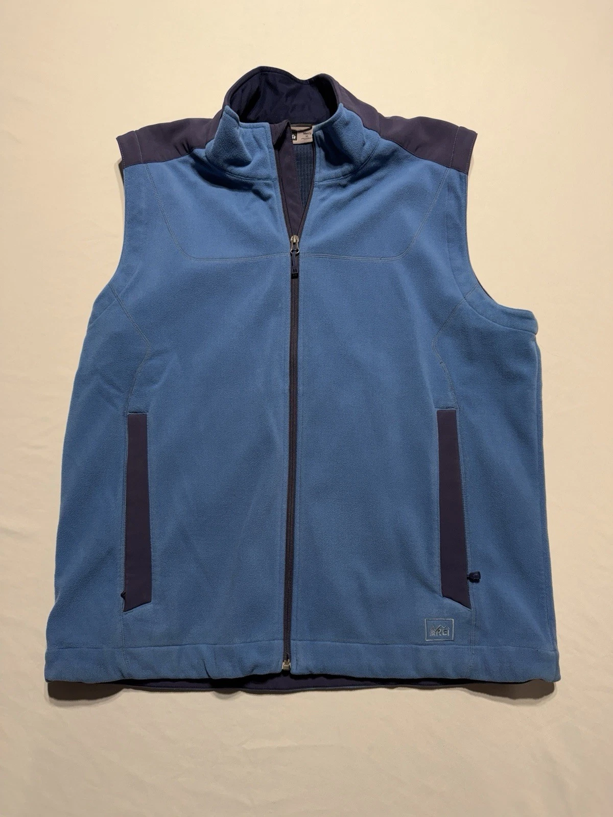 REI Fleece Vest Mens XL Blue Full Zip Outdoor Hiking Lightweight