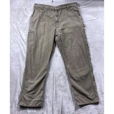 Carhartt Mens 38 Tan B151 LBR Relaxed Fit Canvas Work Pants Carpenter Utility