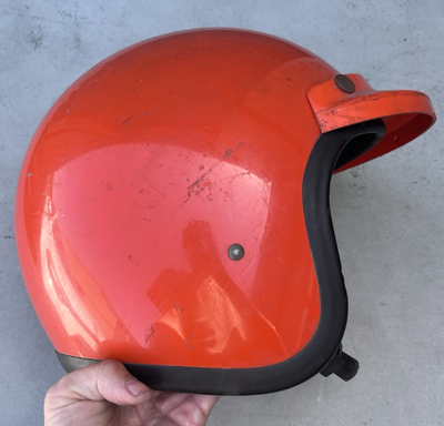 Vintage Bell Super Magnum Orange Motorycle Helmet w/ 520 Visor