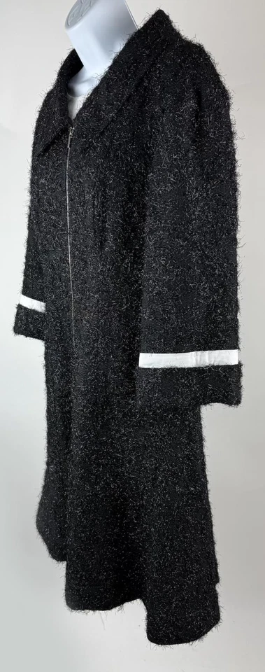 Chanel 2013 Otoño Negro Boucle Lurex Mancha Cremallera Abrigo Midi Chaqueta Talla 40 Foto 4 de 4