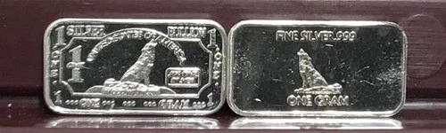 1 gram .999 pure silver Wolf. .999 Fine Silver!