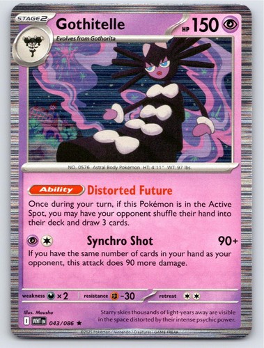 2025 POKEMON GOTHITELLE WHITE FLARE 043/086 HOLO RARE NM A43334 FREE S&H