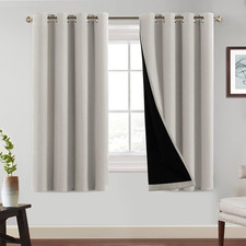 PrinceDeco 100 Blackout Curtain Set 52"W x 63"L Pack of 2 , Sand Stone