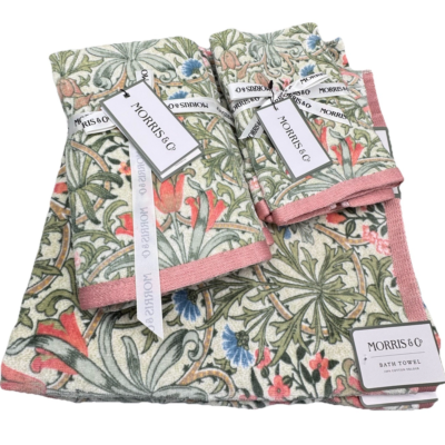6 Pc William Morris Woodland Weeds Velour Bath Hand Tip Towel Set