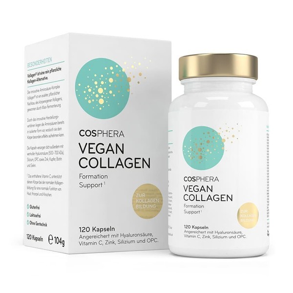 Cosphera Vegane Kollagen Hyaluron 120 Kapseln, Vitamin C, Biotin, Opc, Zink-image