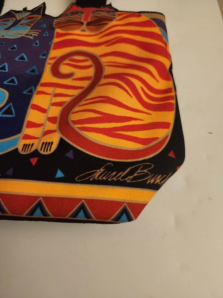 Laurel Burch 10X10" Cat Design Handbag Purse w 2 Handles 2 Pockets - Image 3 of 4
