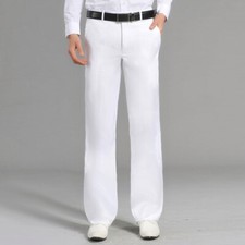 Men Solid Boot Cut Flare Dress Pants Retro Office Business Wide Leg Trousers New