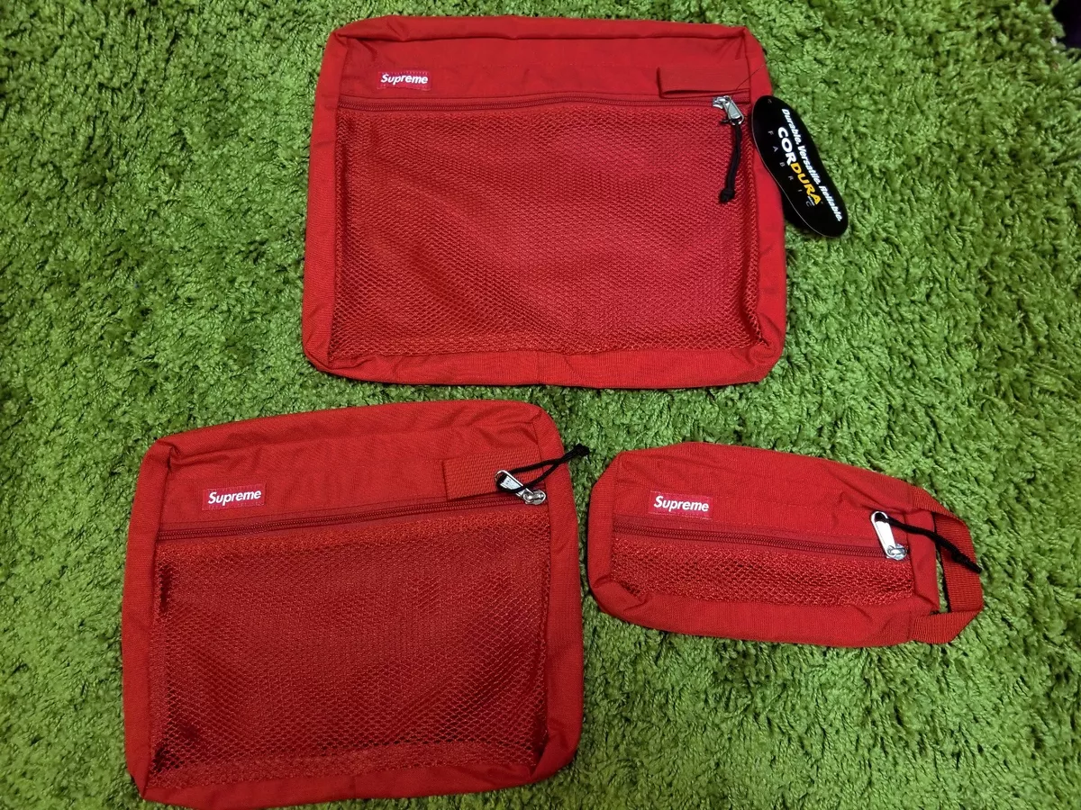 Supreme F/W 2016 Mesh Organizer Bags (Set of 3) RED Box Logo