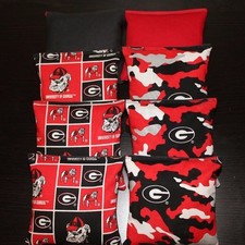ALL WEATHER University of GEORGIA BULLDOGS 8 Resin Filled Cornhole Bean Bags NEW