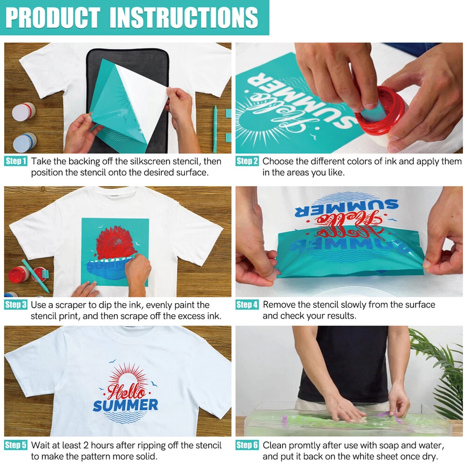 Siebdruck Schablone Wiederverwendbar Selbstklebend Siebdruck Für Stoff Holz - Bild 2 von 4