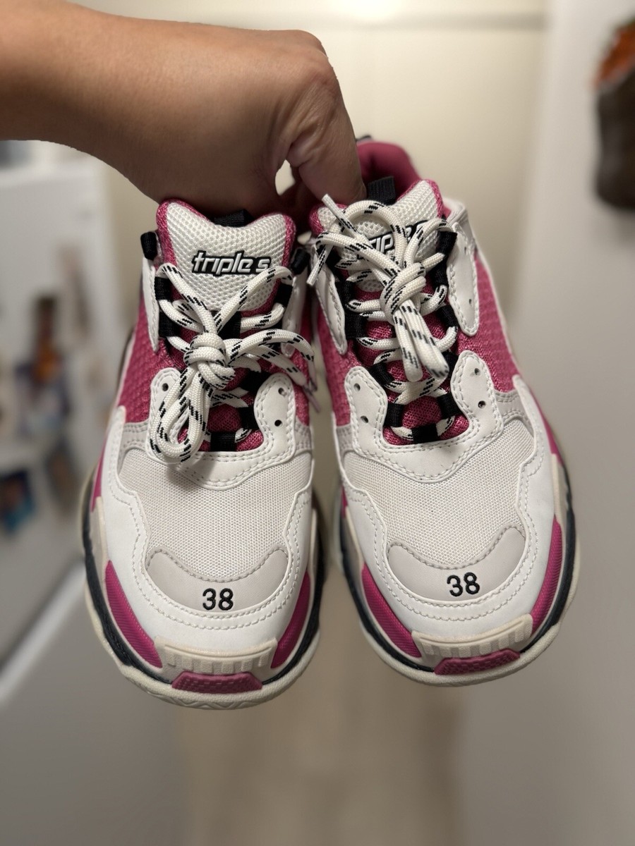 Size 8 - Women Balenciaga Triple S Pink White 524039 WO9OM 9021