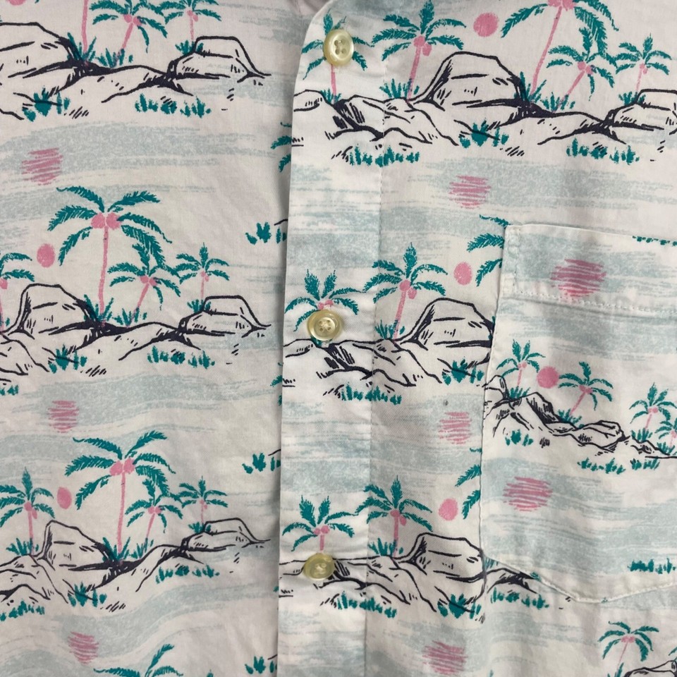 Chaps Shirt Mens XL Blue & White Modal Blend Short Sleeve Button Go