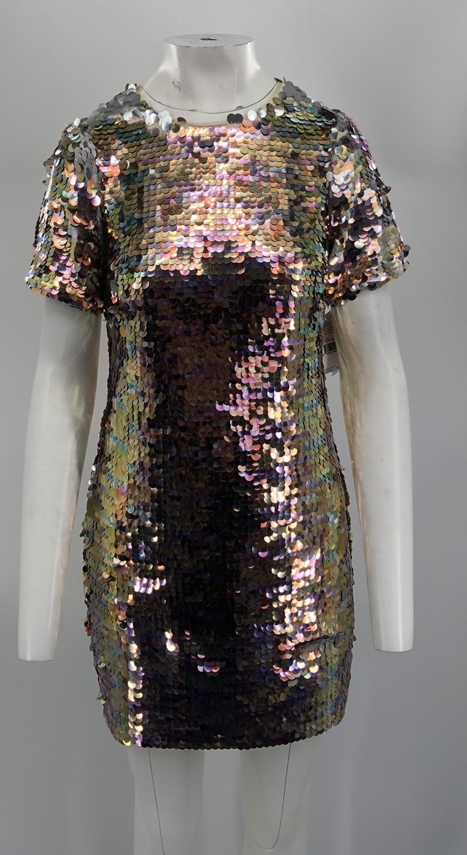 metallic sequin shift dress Misty Starlight Metallic Shift Dress