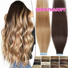 Tape In Remy Human Hair Extensions Full Head Thick Caramel Blonde Skin Weft 150g