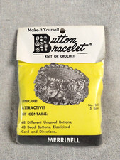 Vtg Button Bead Stretch Bracelet Brass Gold Tone Craft Kit Merribell 1970s NOS