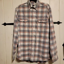 F/X Fusion Mens Shirt Button Front Plaid Long Sleeve Size Large 
