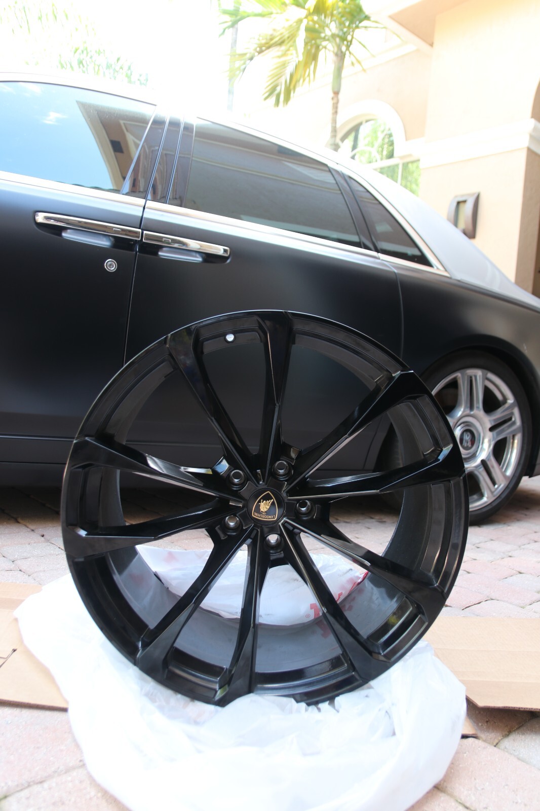 (4) LAMBORGHINI URUS OEM FACTORY 23" WHEELS RIMS GLOSS BLACK 5X130 ITALY