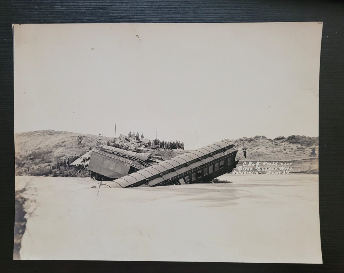 CASPER WY ORIGINAL PHOTO TRAIN WRECK VINTAGE INCH RAILROAD 1923