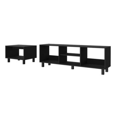 Functional TV Rack with Four Open Shelves for Living Room Black