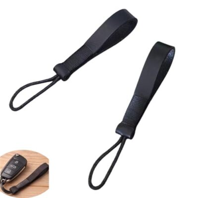 2 Pack Fob Lanyard Car Keychain Cowhide Leather Non-metallic Key Strap String 
