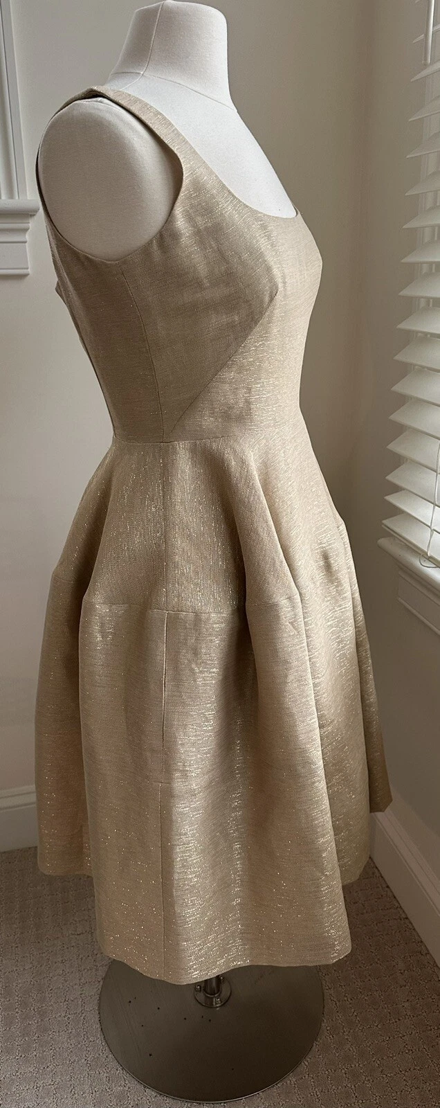 Abito da cocktail vintage 2012 It 42 US 4 Alexander McQueen seta oro