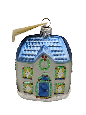 Patricia Breen Garland House Blue Roof Pine Tree Christmas Tree Holiday Ornament