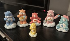 Vintage Care Bears Lot Of 6 Ceramic Figures On Clouds