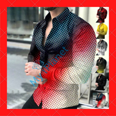 Camisa De Manga Larga Moda Para Hombre Blusa Con Botones Y Estampado Lujo Casual