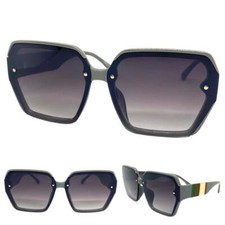 Oversized Classic Elegant Vintage Retro Style SUNGLASSES Large Square Gray Frame