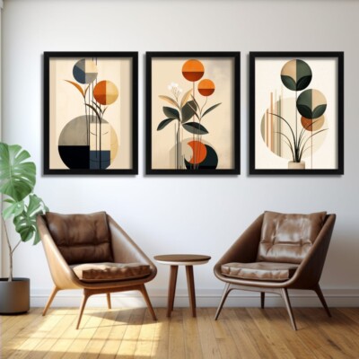 Minimalist Art Botanical Prints Vintage Art Set of 3 Prints Geometric ...