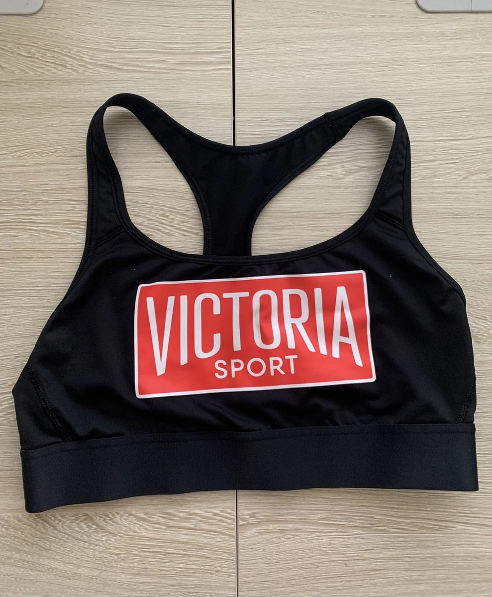 Victorias Secret VSX Sports Bra Size Small Heathered Black Strappy Racerback