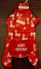 PET FESTIVAL MERRY CHRISTMAS RED DOG PAJAMA SIZE S 10"