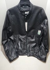 CALVIN KLEIN-FAUX LEATHER -BIKER JACKET-BLACK-SZ L-NWT