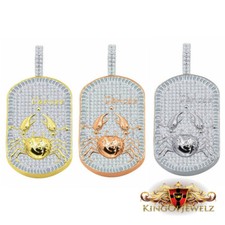 Unisex Gold Finish Zodiac Sign Astrology Cancer Crab Lab Diamond Pendant Charm